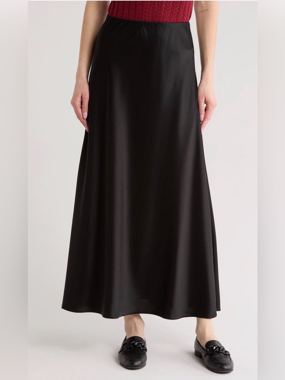 NWT rag & bone Samantha Black Satin Maxi Skirt XL